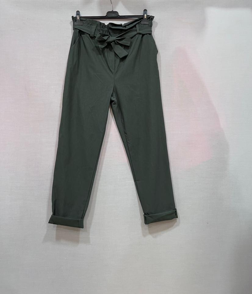 Pantalon confort taille haute –kaki