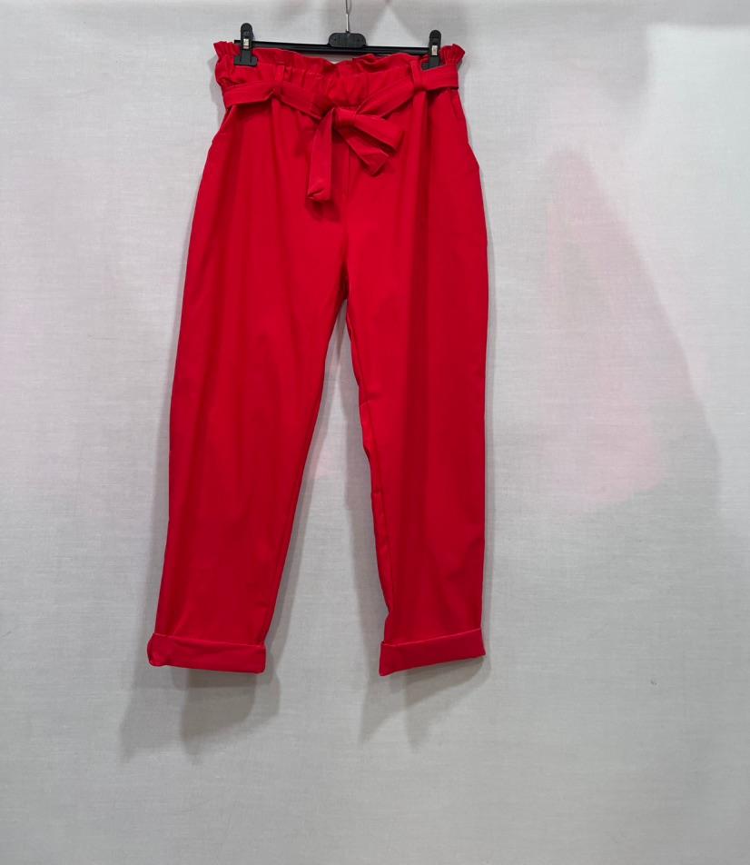 Pantalon confort taille haute rouge