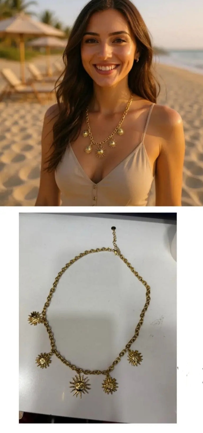 Collier soleil acier inoxydable
