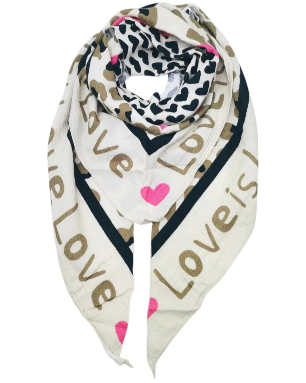 Triangle en gaze de coton "love"