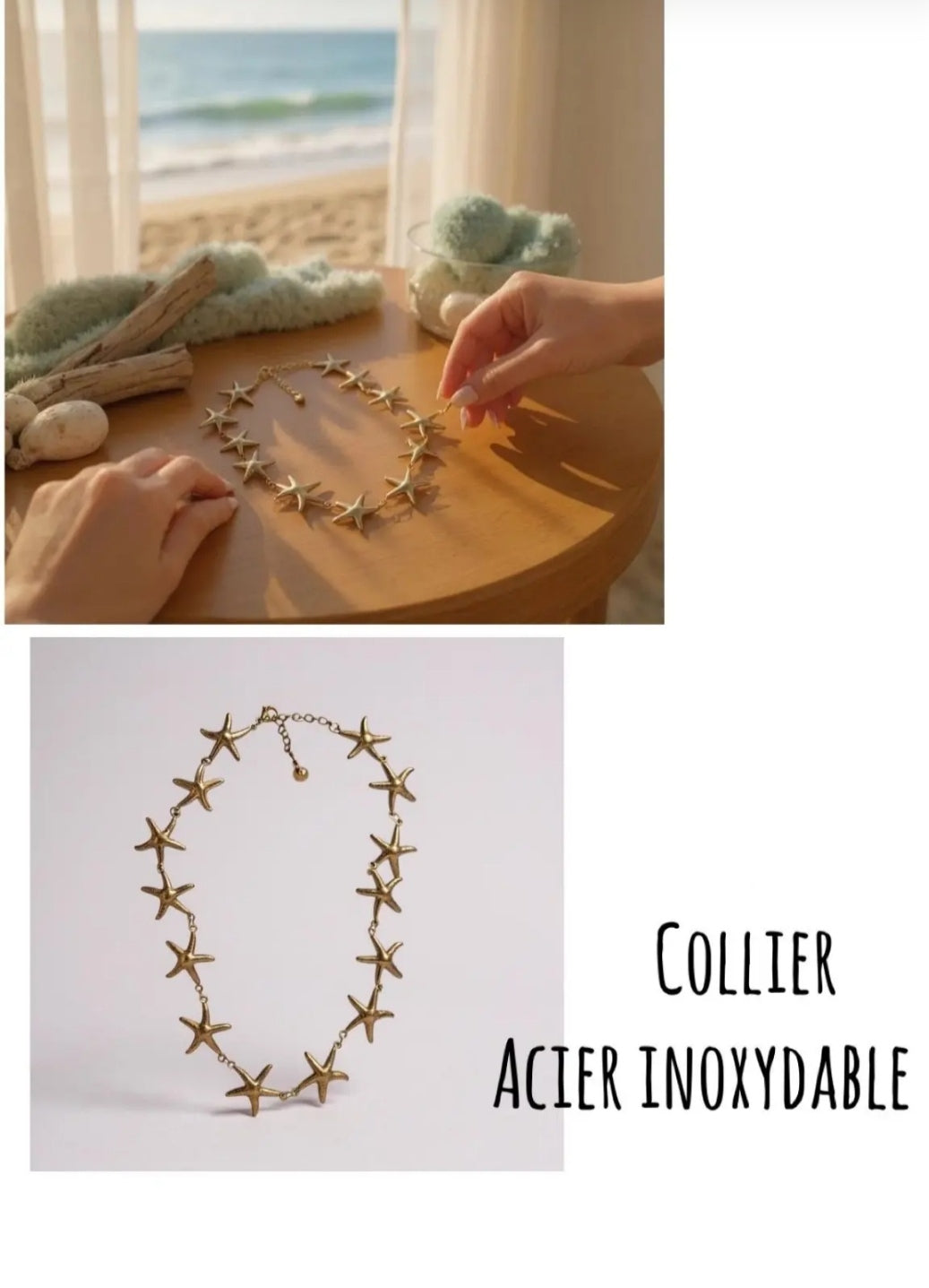 Collier étoile de mer acier inoxydable